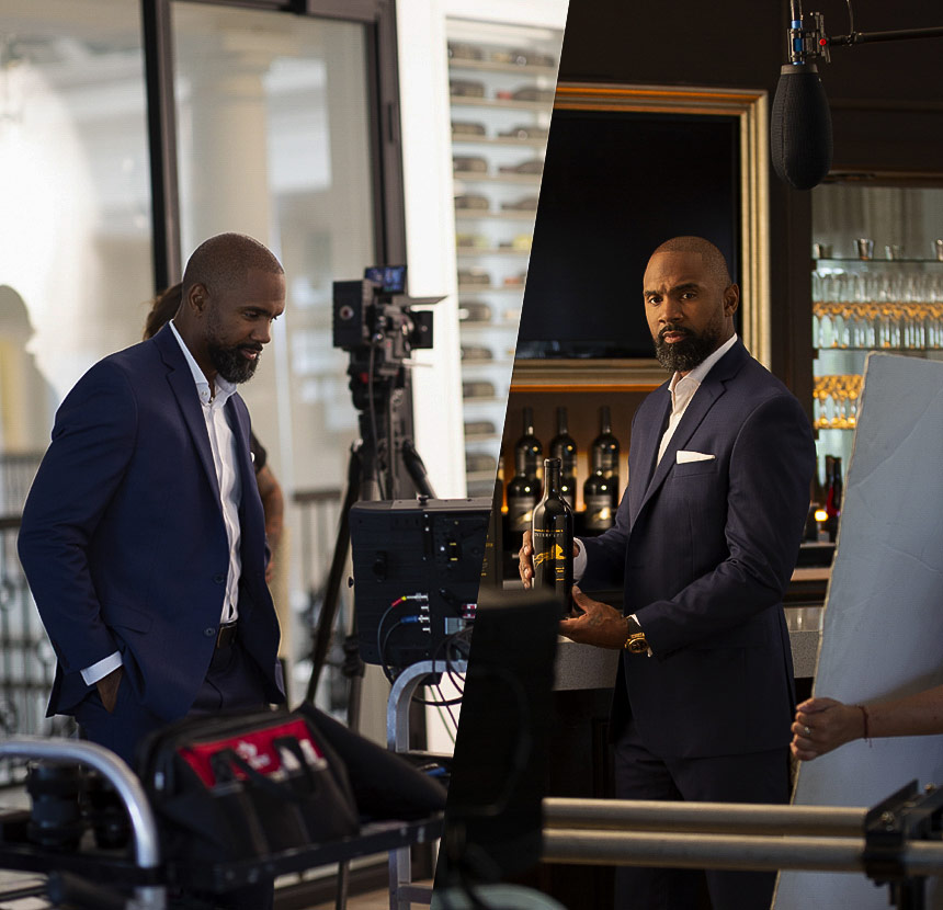 NFL Hall-of-Famer Charles Woodson in a behind-the-scenes video promoting Intercept Wines
